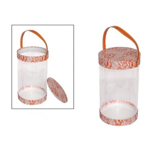 Custom logo printed transparent toy dolls gift packaging box with portable handle