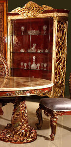 Simplee — ensemble de Table à manger victorien or, 11 pièces, finition en noyer brillante, luxueux, sculpté à la main - Product Image 2