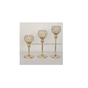 Porte-bougie en aluminium plaqué or, fait main, écologique, durable, élégant, décoration de table, lanterne, pot pour la maison - Product Image 1