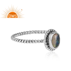 Anillo de plata de primera ley y ópalo de fuego para niña, sortija, plata esterlina 925, estilo Tribal, oxidado - Product Image 2