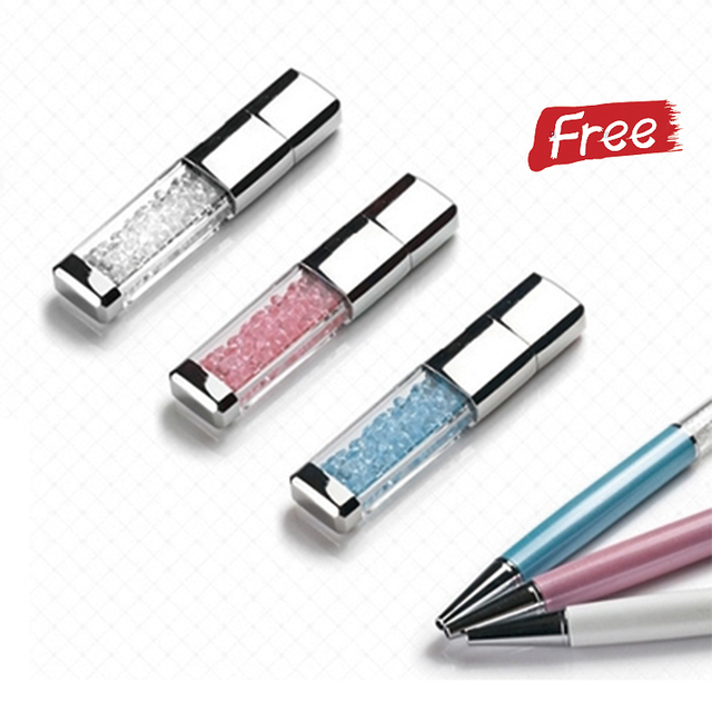 Free Sample Wedding Gift Box Packing Thumnb Drive 32gb 64gb 128gb Pen Drives Wholesale Custom Usb Flash Drive Crystal Usb