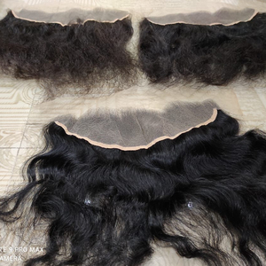 Cabello humano HD transparente Frontal de encaje ondulado Natural templo cabello virgen Frontal piezas de alta calidad del pelo negro Natural Color - Product Image 1