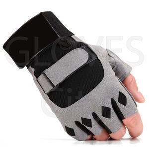 Guantes de gimnasio transpirables acolchados de cuero sintético antideslizantes ajustables de medio dedo para hombres y mujeres para entrenamiento cruzado de levantamiento de pesas - Product Image 2