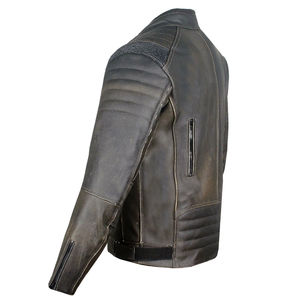 Veste de motard pour hommes, en cuir de vache gris Antique, à fermeture éclair, de haute qualité, disponible en toutes les couleurs - Product Image 3