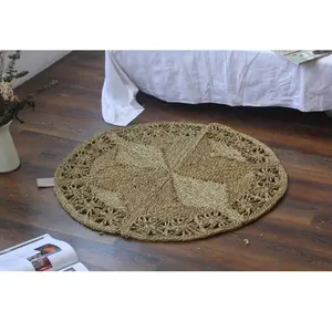 1米圆形花卉柳条海草可折叠地毯装饰地毯高品质
