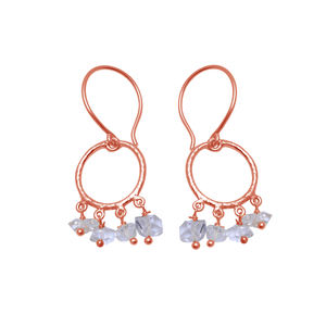Boucles d'oreilles rares en argent sterling 925 pierres précieuses multi-formes plaqué or rose papillon cadeau de mariage à la mode pour les femmes - Product Image 2