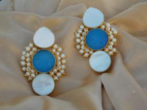 Tendances à la main hoop Laiton pierre Boucles D'oreilles pour les filles et les femmes - Product Image 6