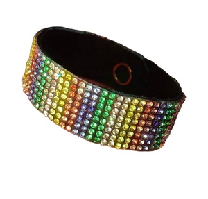 Custom Made Latest Design Fashion Suede <b>Leather</b> Wrap <b>Bracelet</b> With Rainbow Color Rock Crystal/ Rhinestone/Beaded Manufacturer - Product Image 1