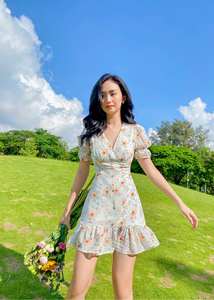 Mini robe décontractée à manches courtes, tenue d'été imprimée Floral, Sexy, moulante, vêtements pour femmes, grande taille, fabriqué au Vietnam - Product Image 2