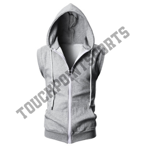 Sin mangas con capucha Sudadera con capucha sin mangas de alta calidad de impresión de diseño de logotipo de gimnasio - Product Image 1
