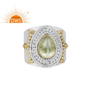 Bague en pierre d'améthyste verte naturelle, classique, en argent Sterling fin, fabrication de bijoux - Product Image 1