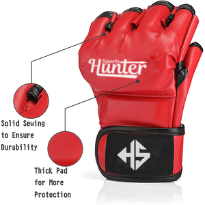 Gants de MMA en gros, marque Hunter, en cuir PU, design personnalisé, haute qualité, anti-humidité, demi-gants de MMA premium - Product Image 2