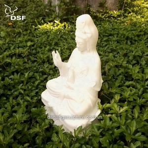 Best Selling Hand Carved Custom Natural Marble Sitting Guanyin Buddha Statue Stone Kuan Yin Statue - Product Image 3