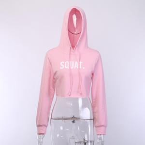 <b>Fleece</b> Custom Blank Womens Drop Shoulder Cropped Sweatshirt <b>Jumper</b> Hoodie Crop Top Hoodie - Product Image 4