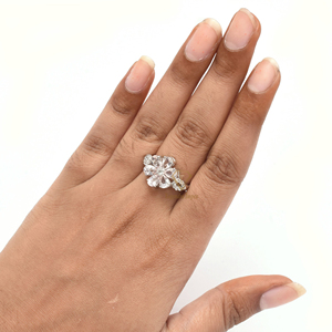 Wholesale 925 Sterling Silver <b>Ring</b> with Natural <b>Rose</b> <b>Quartz</b> Gemstone Pear & Design Rhodium Plated Statement Gift for Engagement - Product Image 4