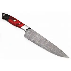 Großhandel Günstiger Preis Benutzer definiertes Logo 100% Top Hochwertige Damaskus Sharp Blade Küchenchef Messer Mit Lederbezug