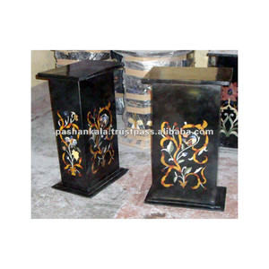 Table à manger en pierre de marbre, incrustation de marbre, beau support - Product Image 1