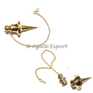 Péndulos de latón abiertos de cono largo Feng Shui Piedra preciosa curativa - Product Image 2