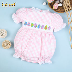 Combinaison à bulles pour bébé fille avec motif à carreaux, 100% coton certifié OEKO-TEX, manches courtes, fermeture à boutons pression, ODM BB1803 - Product Image 3