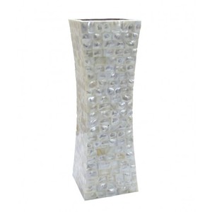 Jarrón de flores de nácar blanco con diseño de mosaico, bandeja para servir flores secas para comedor, sala de estar, hogar, Hotel, restaurante - Product Image 1