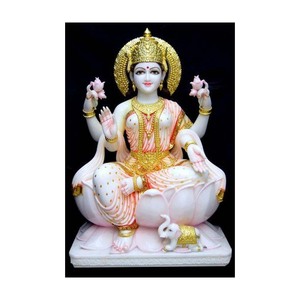 Statue de Laxmi Mata en marbre blanc Makrana - Product Image 1