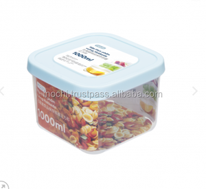 Plastic food container storage 1000ml square use home kitchen food box white light blue orange color