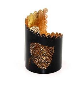 Bougeoir de taille personnalisée de forme ronde de support votif de couleur noire de conception de feuille du meilleur exportateur en Inde - Product Image 1