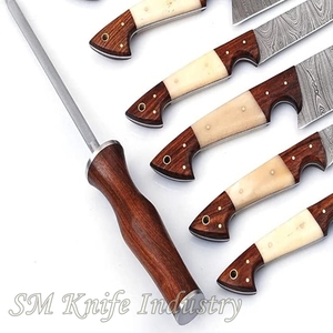 Juego de cuchillos de cocina de acero damasco Original, hechos a mano, con cuchilla para picar, 6 piezas, Smk2022 - Product Image 5