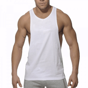 Hombres Casual Fitness Tank Tops 100% algodón Stringer Singlet transpirable gimnasio en blanco al por mayor - Product Image 4