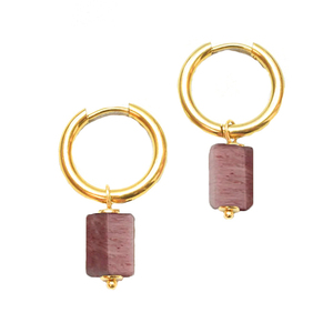 Prehnite Gemstone <b>Hoop</b> Earring 925 Sterling <b>Silver</b> Gold Plated Earring for Mothers Day to Gift - Product Image 3