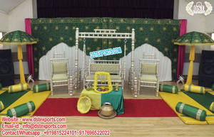 Indian Wedding Sangeet Stage Props Best Wedding <b>Mehndi</b> Setup <b>Decoration</b> Props Designer Wedding Stage <b>Decoration</b> for <b>Mehndi</b> Night - Product Image 3