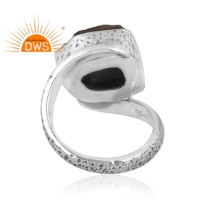 Handmade Design Most Popular Labradorite Gemstone <b>Oxidized</b> 925 Sterling Silver Textured Ring Jewelry Manufacturer - Product Image 4