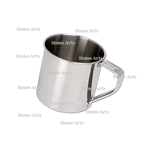 Taza para beber agua de forma redonda de diseño fantástico en taza de leche de té de color plateado de acero inoxidable a buen precio en la India - Product Image 2