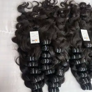 Mechones de cabello humano ondulado prémium, cabello natural virgen de la India sin procesar, mechones de pelo a granel