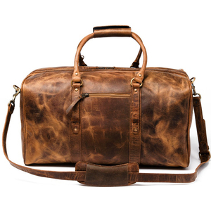 High Quality Genuine Leather Brown Keven Impex RFID Fashion Outdoor Spinner Luggage <b>Bags</b> <b>Travel</b> Weekender Overnight Gym Zipper - Product Image 6