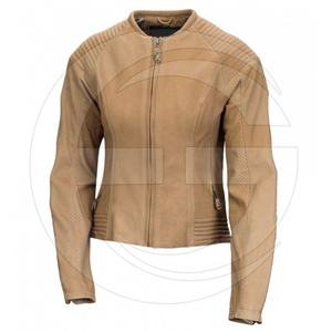 Femmes Lumière Tan Vintage Moto De Mode Veste En Cuir - Product Image 1