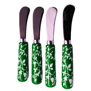 ด้ามจับดีไซน์สวยงามเรซินสีเขียว & ใบมีดสแตนเลส ชุดมีดเนย ไอเดียผลิตภัณฑ์ใหม่ 4 ชิ้น 2024 อุปกรณ์ครัว - Product Image 1
