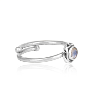 Anillo de Plata de Ley 925 con forma de luna de arcoíris Natural, anillo redondo oxidado - Product Image 3