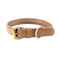 Collier de dressage pour chien de style luxe haut de gamme, en cuir véritable épais et souple, personnalisable, fabriqué en Inde, motif uni, boucle en dentelle