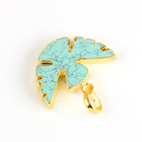 Bleu Turquoise pierre aigle oiseau forme conceptions animal galvanoplastie laiton pierre charme cristal pendentif
