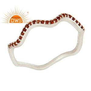 Anillo de Plata de Ley 925 con diseño de banda Eternity, joyería apilable con diseño de granate Natural, para boda - Product Image 1