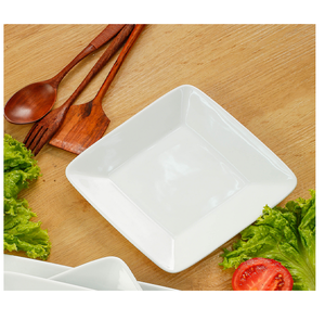 Assiette creuse carrée OEM 7-8-9-10 pouces - Meilleur choix Assiette en porcelaine blanche pour la table à manger Assiette à dessert - Product Image 2