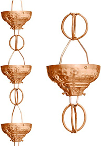 Buenas cadenas de drenaje Campanas decorativas Jardín Colgando Cobre Martillado Cadenas de lluvia para granja jardín decoración del hogar - Product Image 3