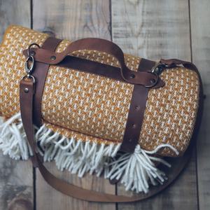 Correa de manta de cuero de primera calidad, manta de picnic, herrajes de latón, correa de transporte de Manta, Correa Vintage genuina, servicio marrón OEM y FBA - Product Image 1