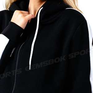 High Quality Women's Black Tracksuit Set New Arrival Quick-Drying Breathable Gym Joggers with <b>Zip</b> Hoodie Solid Pattern - Product Image 4