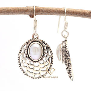 Boucles d'oreilles Boho en argent Sterling 925 faites à la main véritable perle naturelle pierres précieuses goutte Style Vintage pour mariage approvisionnement en gros - Product Image 4