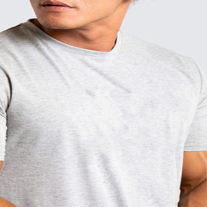 Camiseta de cuello redondo lisa para hombre, nueva, a la moda, personalizada, ligera, de algodón 100%, color morado. - Product Image 2