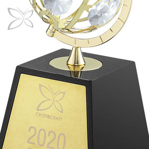 Crystocraft, trofeo de hierro chapado en oro personalizado, premio de cristal de Metal, recuerdo de Europa, globo de cristales de corte brillante decorado - Product Image 5