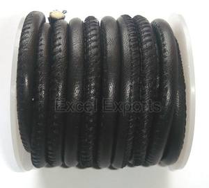 Black <b>Stitched</b> Leather Cords Jewelry Cord Bag Handle <b>Accessory</b> Jewelry Making Components - Product Image 1