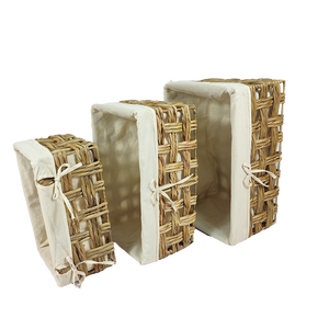 Laundry Storage Hotel Homestay Set of 3 Knitting Hyacinth Baskets Checkerboard Motifs